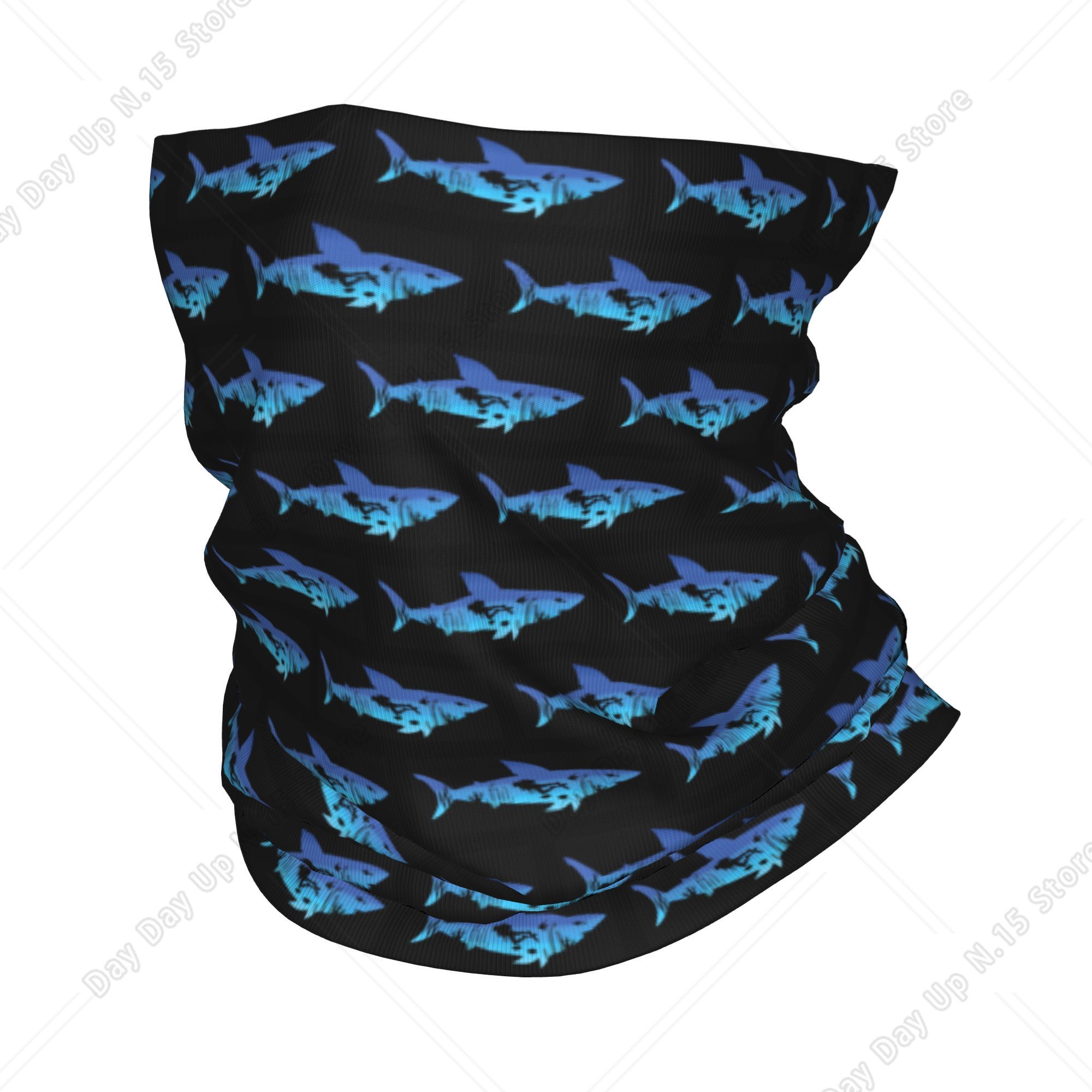 Neck Gaiter Face Cover - Köpekbalığı Desenli Dalış Bandanası Boyunluk, Yürüyüş